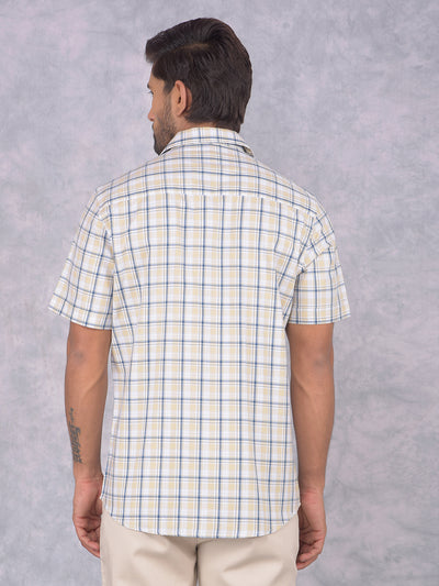 Yellow Checked 100% Cotton Shirt-Men Shirts-Crimsoune Club