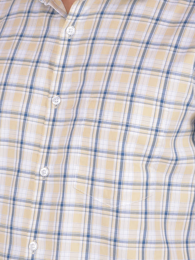 Yellow Checked 100% Cotton Shirt-Men Shirts-Crimsoune Club