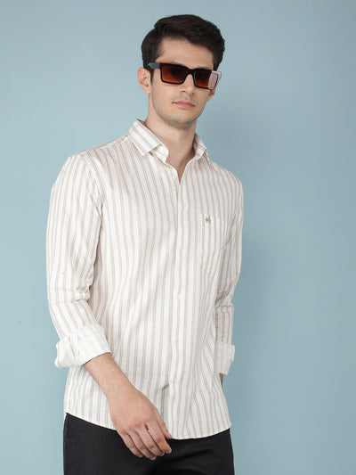 Beige Vertical Stripes Shirt-Men Shirts-Crimsoune Club