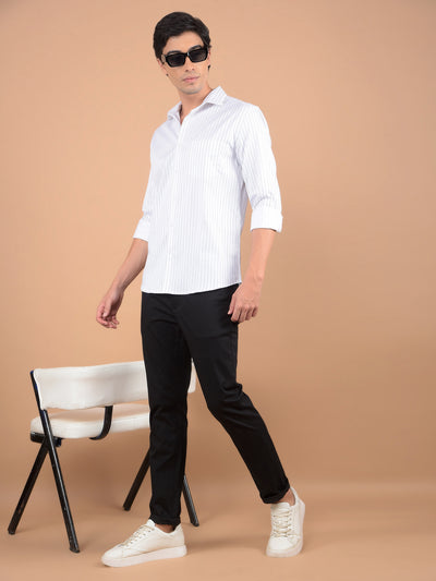 White Vertical Stripes Shirt-Men Shirts-Crimsoune Club