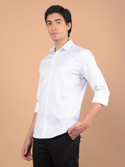 White Vertical Stripes Shirt-Men Shirts-Crimsoune Club