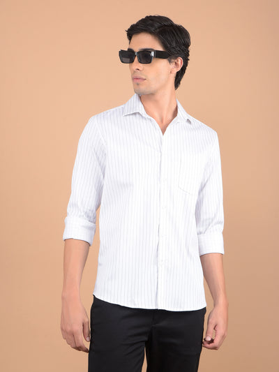 White Vertical Stripes Shirt-Men Shirts-Crimsoune Club