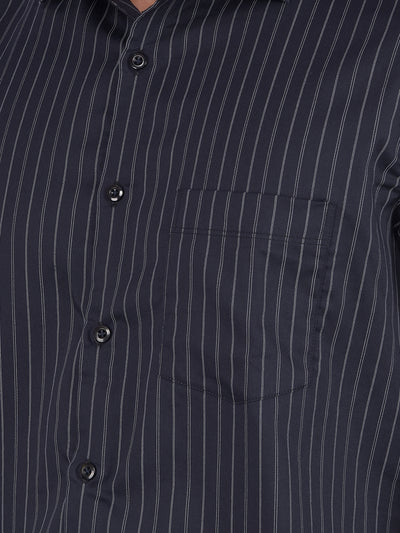 Black Vertical Stripes Shirt-Men Shirts-Crimsoune Club