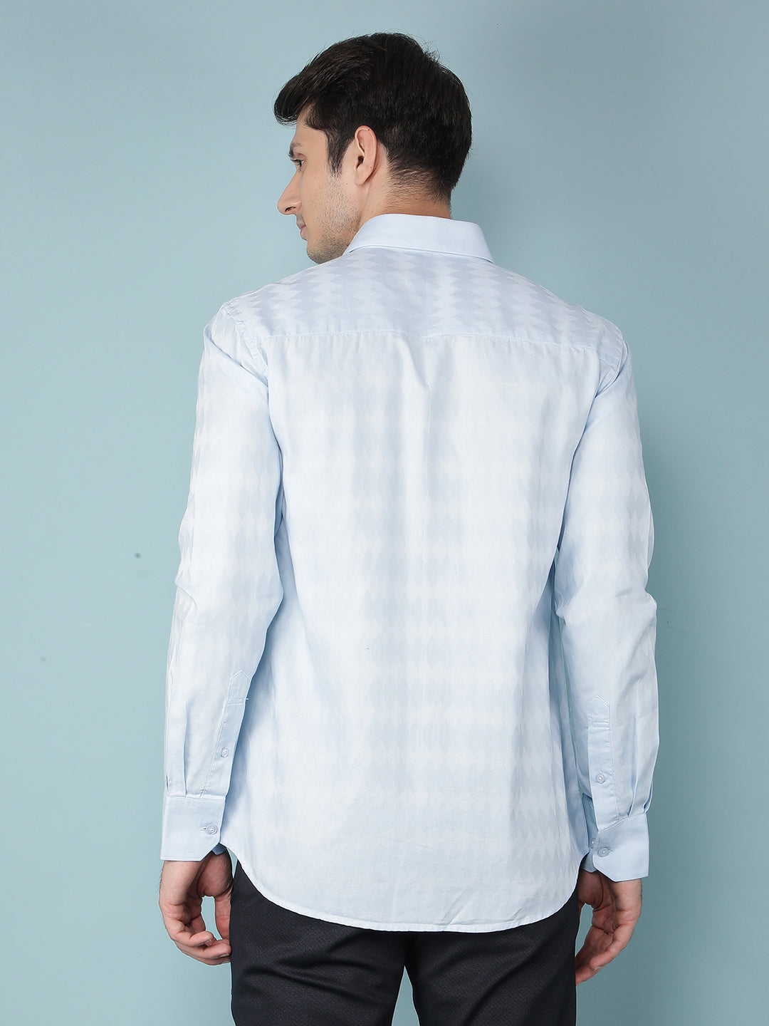 Blue Jacquard Shirt-Men Shirts-Crimsoune Club