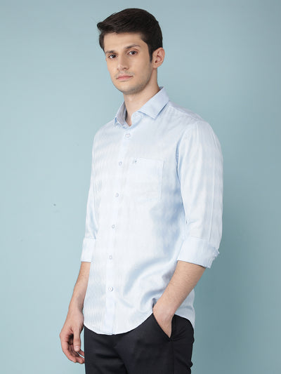 Blue Jacquard Shirt-Men Shirts-Crimsoune Club