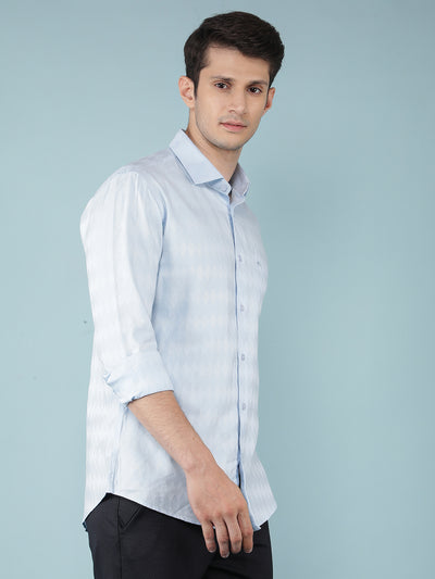 Blue Jacquard Shirt-Men Shirts-Crimsoune Club