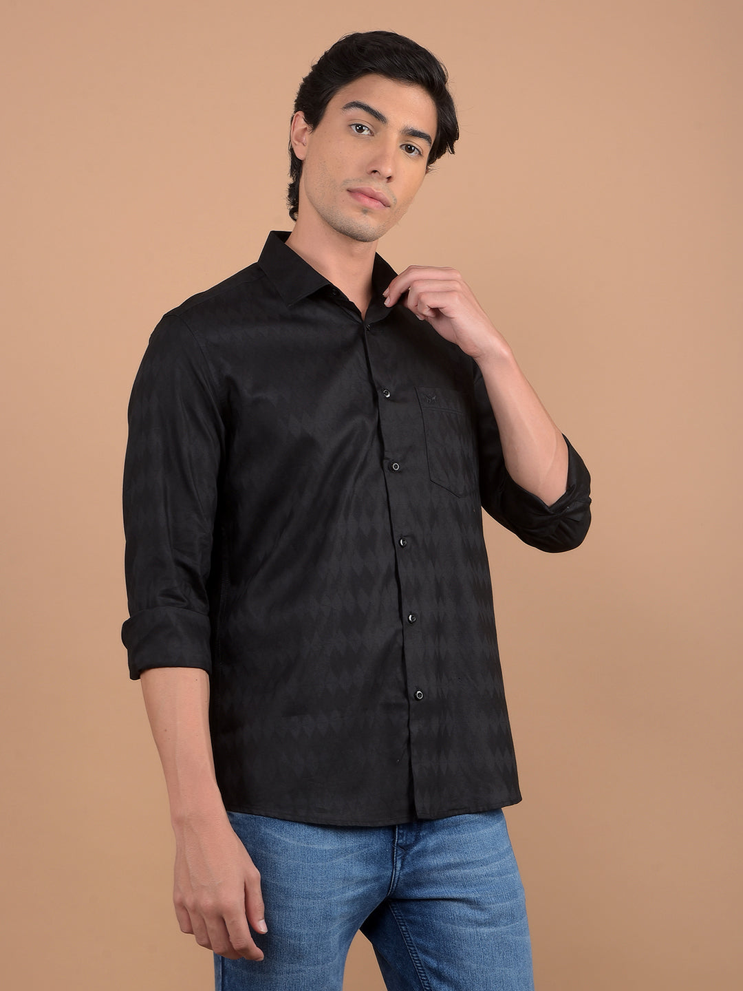 Black Printed Shirt-Men Shirts-Crimsoune Club