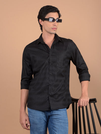 Black Printed Shirt-Men Shirts-Crimsoune Club