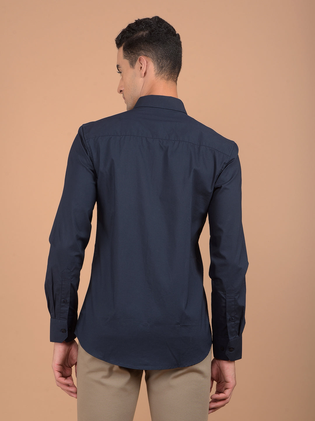 Navy Blue Vertical Stripes Shirt-Men Shirts-Crimsoune Club