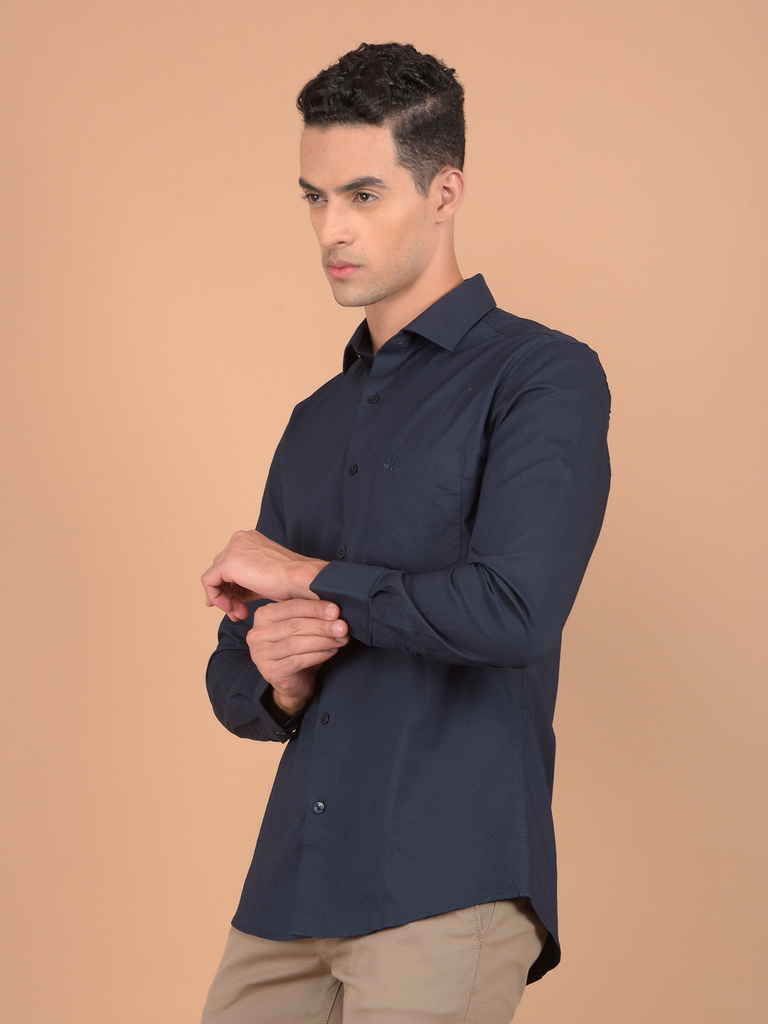 Navy Blue Vertical Stripes Shirt-Men Shirts-Crimsoune Club