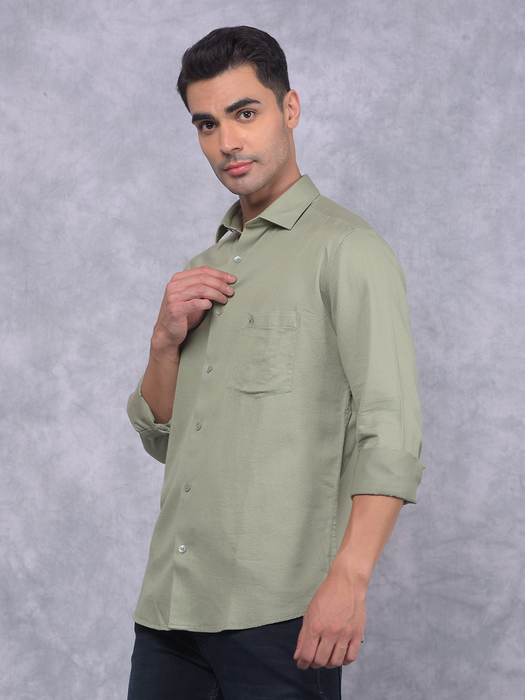 Green Knitted Shirt-Men Shirts-Crimsoune Club