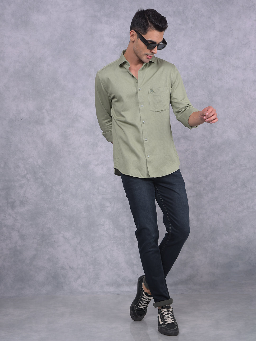 Green Knitted Shirt-Men Shirts-Crimsoune Club