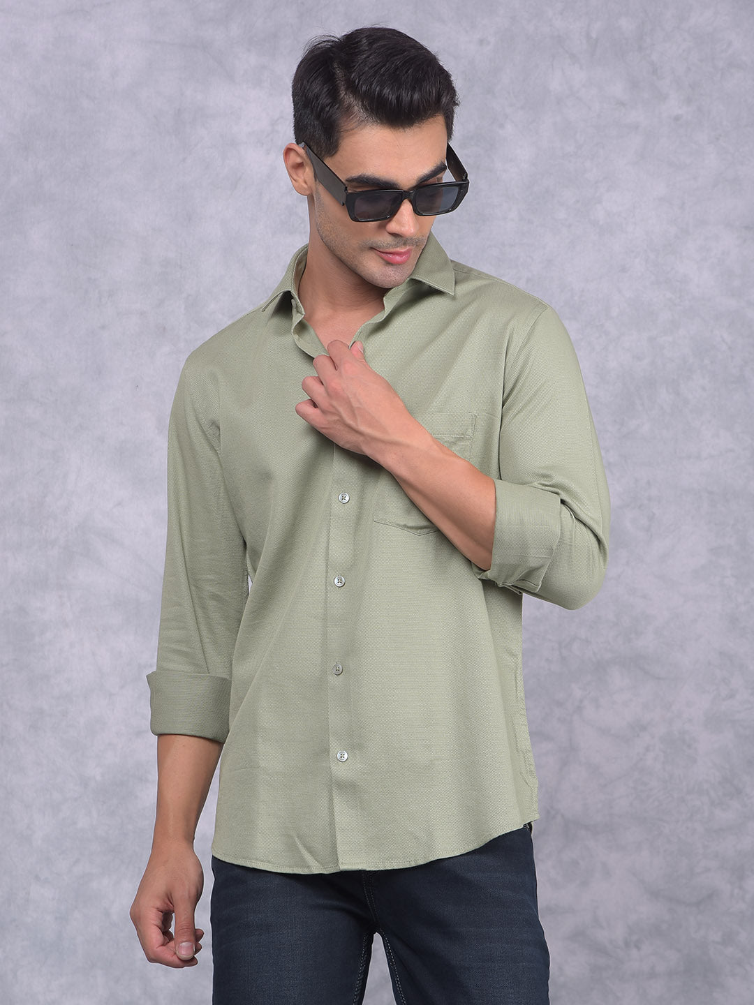 Green Knitted Shirt-Men Shirts-Crimsoune Club