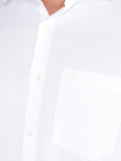 White Printed 100% Cotton Knitted Shirt-Men Shirts-Crimsoune Club