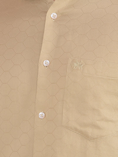 Beige Printed 100% Cotton Knitted Shirt-Men Shirts-Crimsoune Club