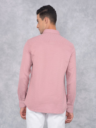 Pink Printed 100% Cotton Knitted Shirt-Men Shirts-Crimsoune Club