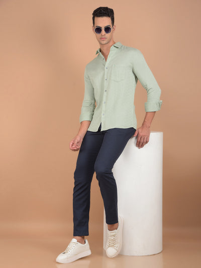 Green Printed 100% Cotton Shirt-Men Shirts-Crimsoune Club