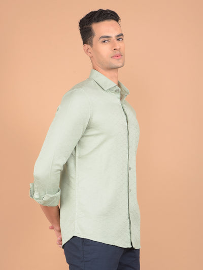 Green Printed 100% Cotton Shirt-Men Shirts-Crimsoune Club