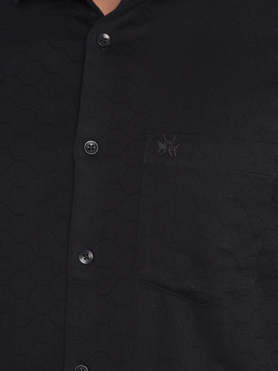 Black Printed 100% Cotton Knitted Shirt-Men Shirts-Crimsoune Club