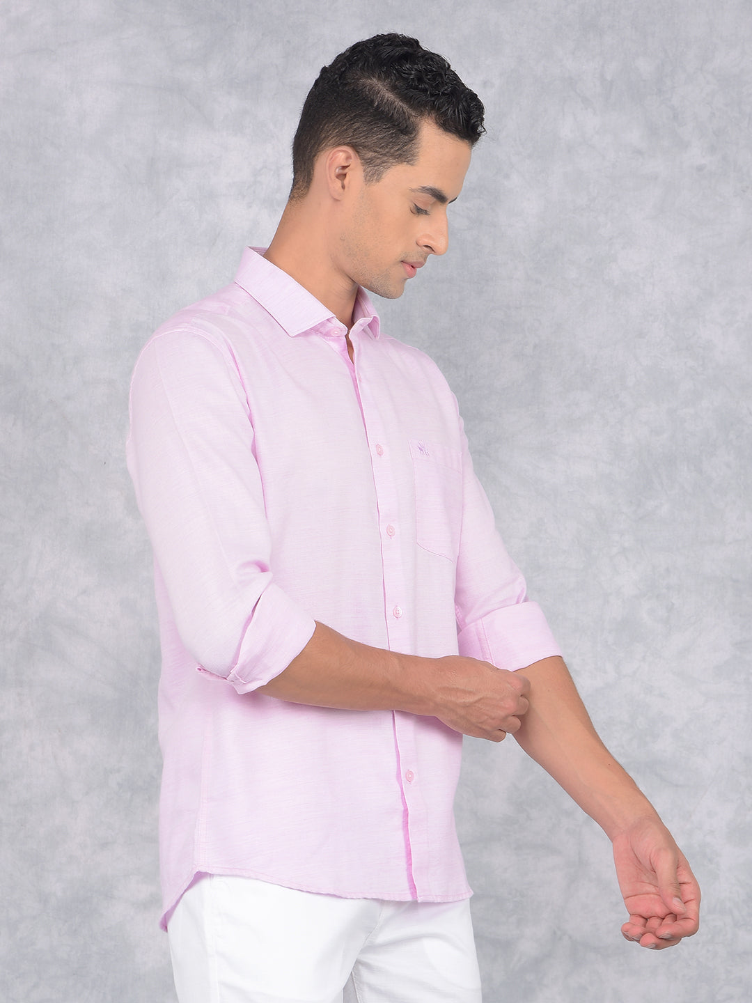 Pink Knitted Shirt-Men Shirts-Crimsoune Club