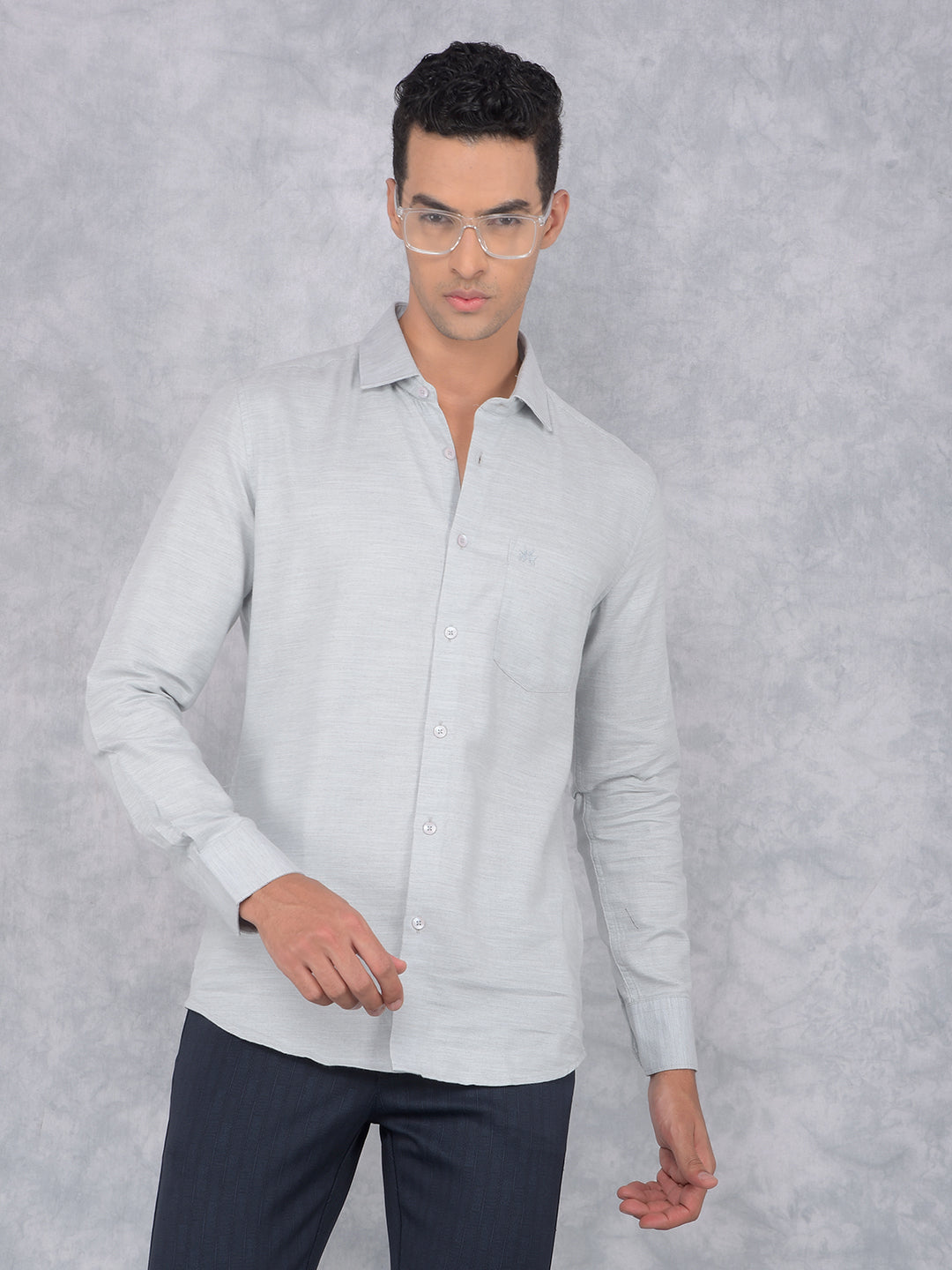 Grey Knitted Shirt-Men Shirts-Crimsoune Club