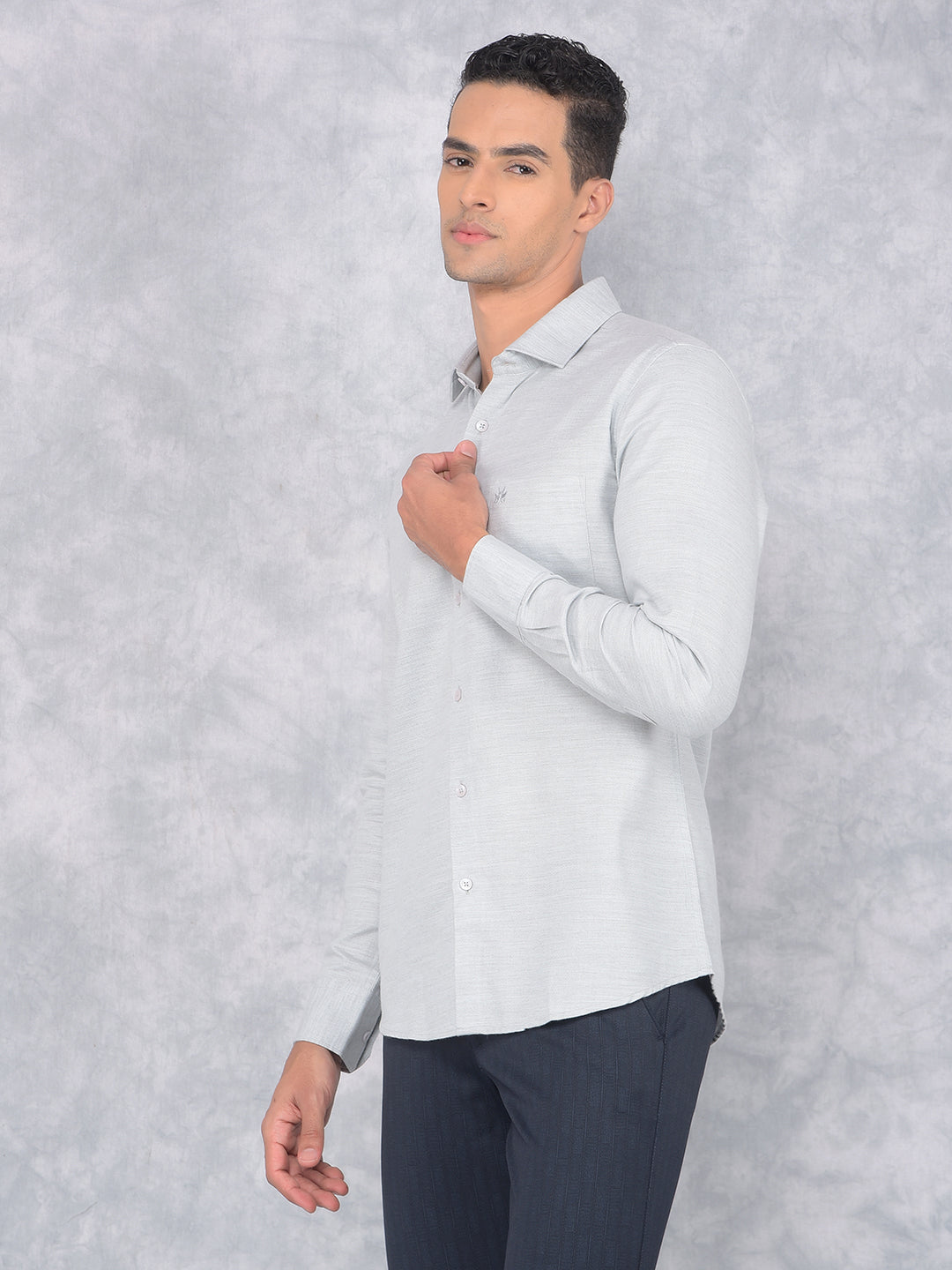 Grey Knitted Shirt-Men Shirts-Crimsoune Club