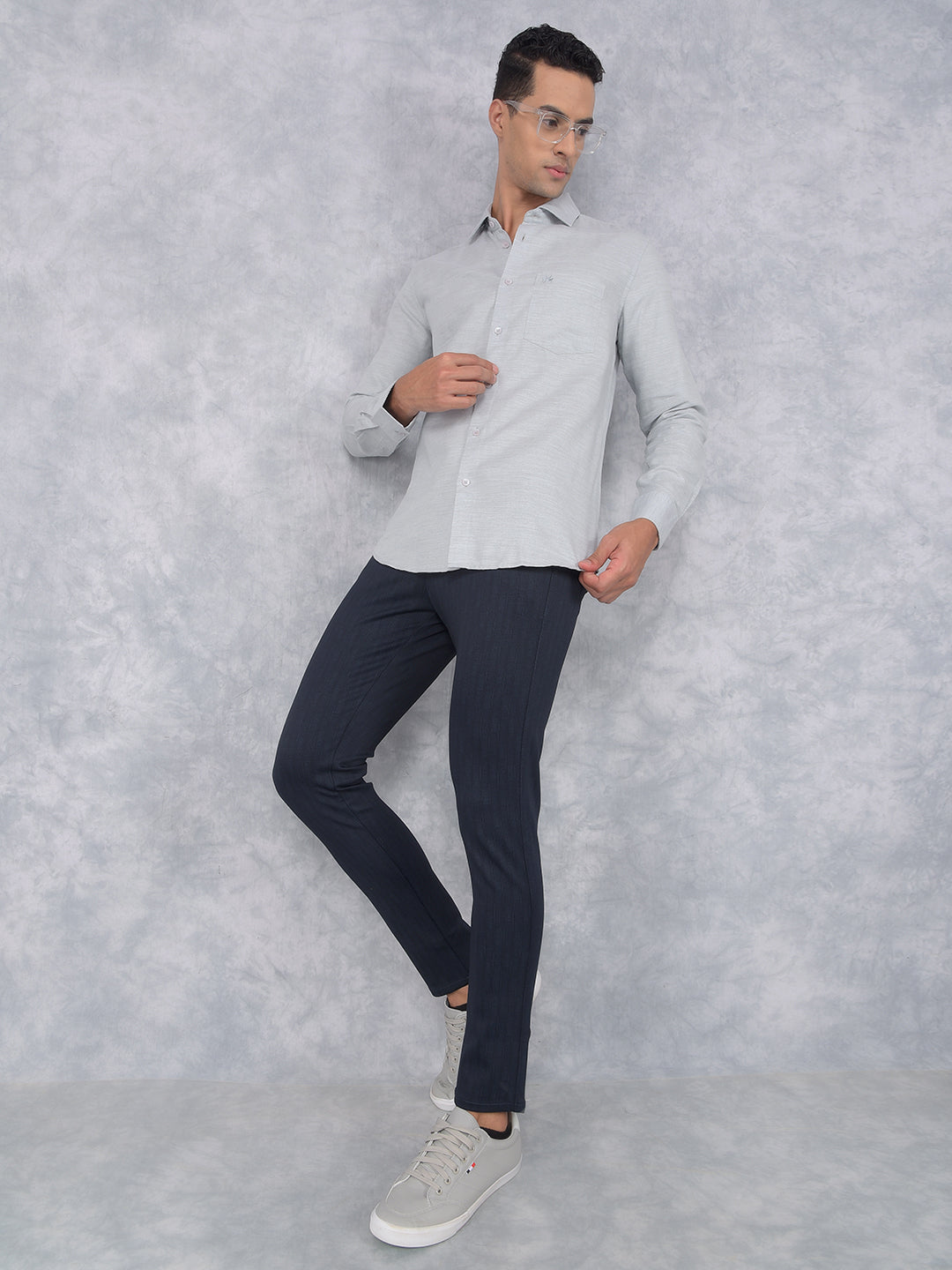 Grey Knitted Shirt-Men Shirts-Crimsoune Club