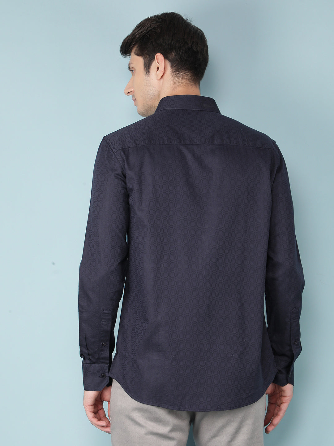 Navy Blue Printed Shirt-Men Shirts-Crimsoune Club