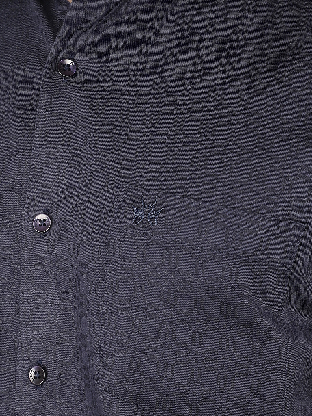 Navy Blue Printed Shirt-Men Shirts-Crimsoune Club