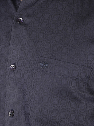 Navy Blue Printed Shirt-Men Shirts-Crimsoune Club