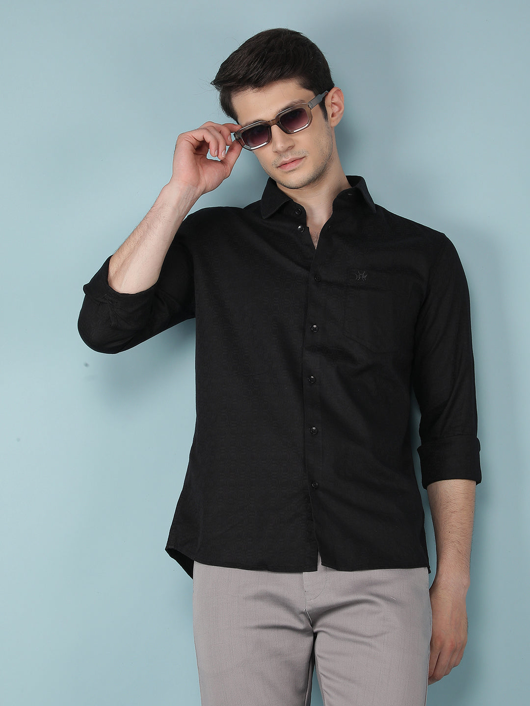 Black Printed Shirt-Men Shirts-Crimsoune Club