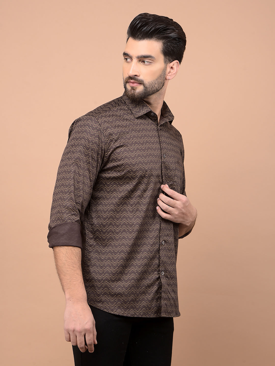 Brown Printed Shirt