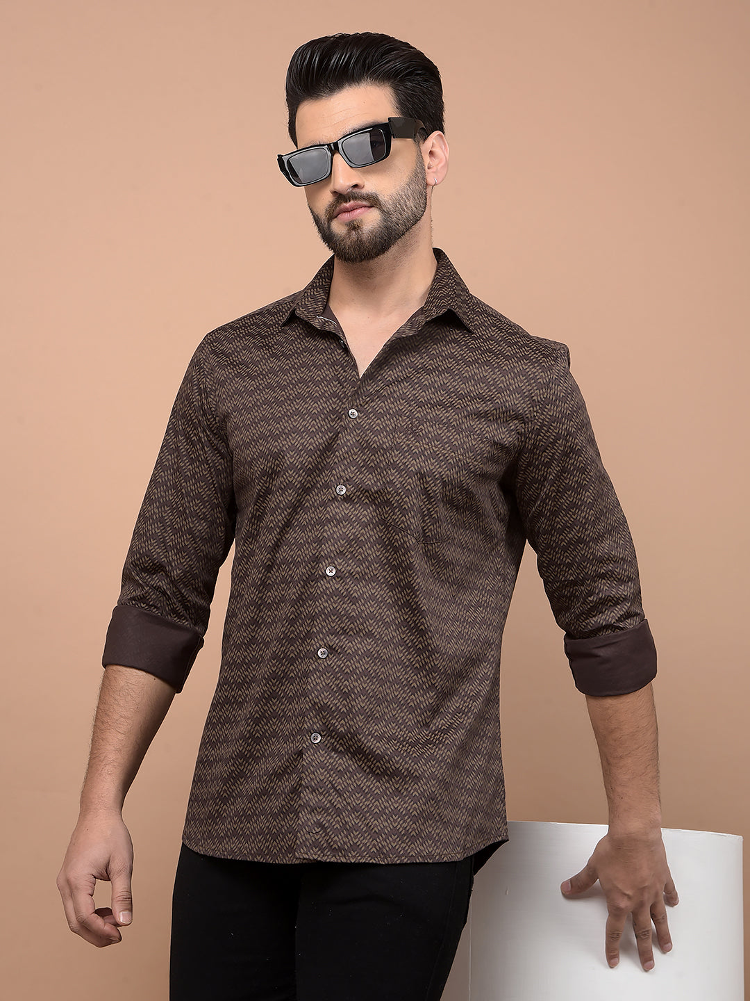 Brown Printed Shirt