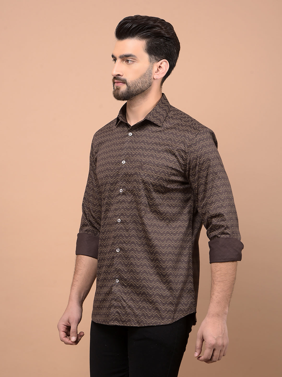 Brown Printed Shirt