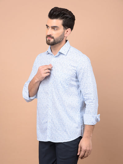 Blue Floral Print 100% Cotton Shirt