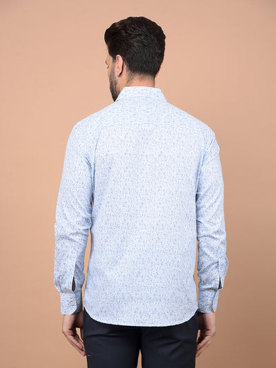 Blue Floral Print 100% Cotton Shirt