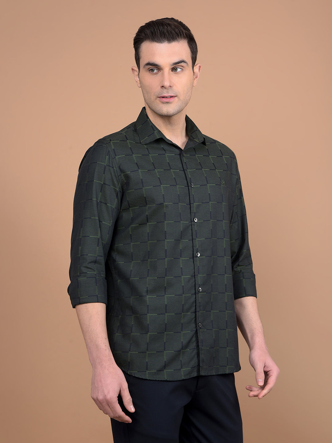 Green Checked 100% Cotton Shirt