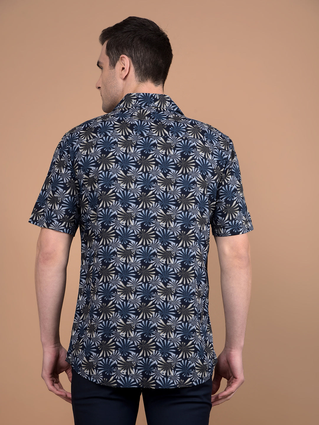 Navy Blue Floral Print Shirt