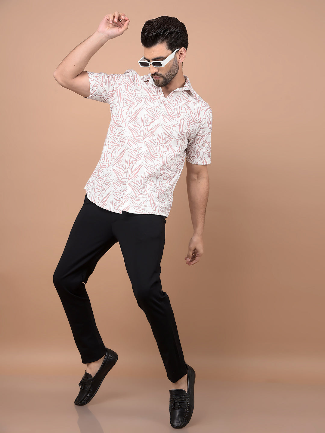 Peach Abstract Print Shirt