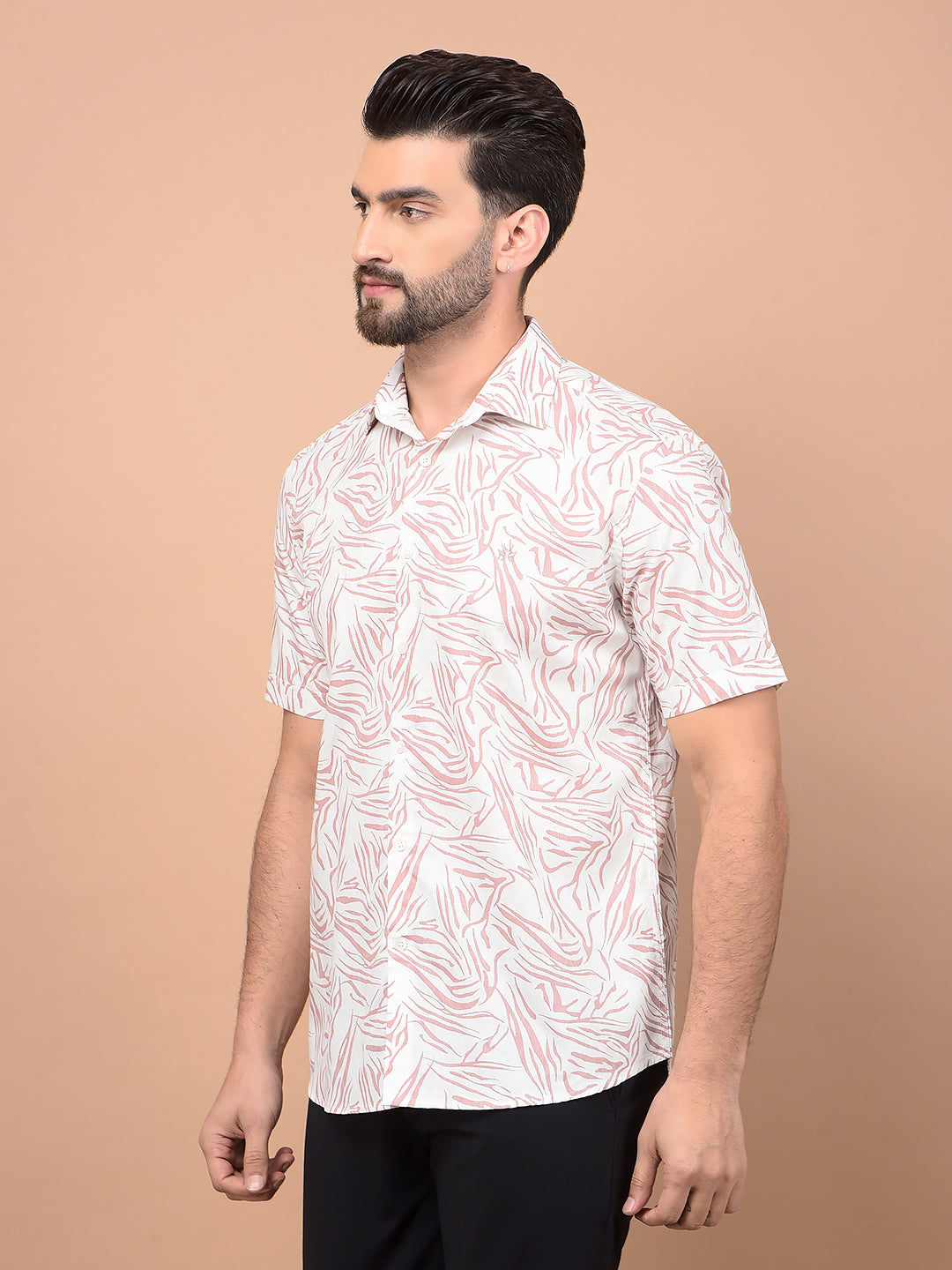 Peach Abstract Print Shirt