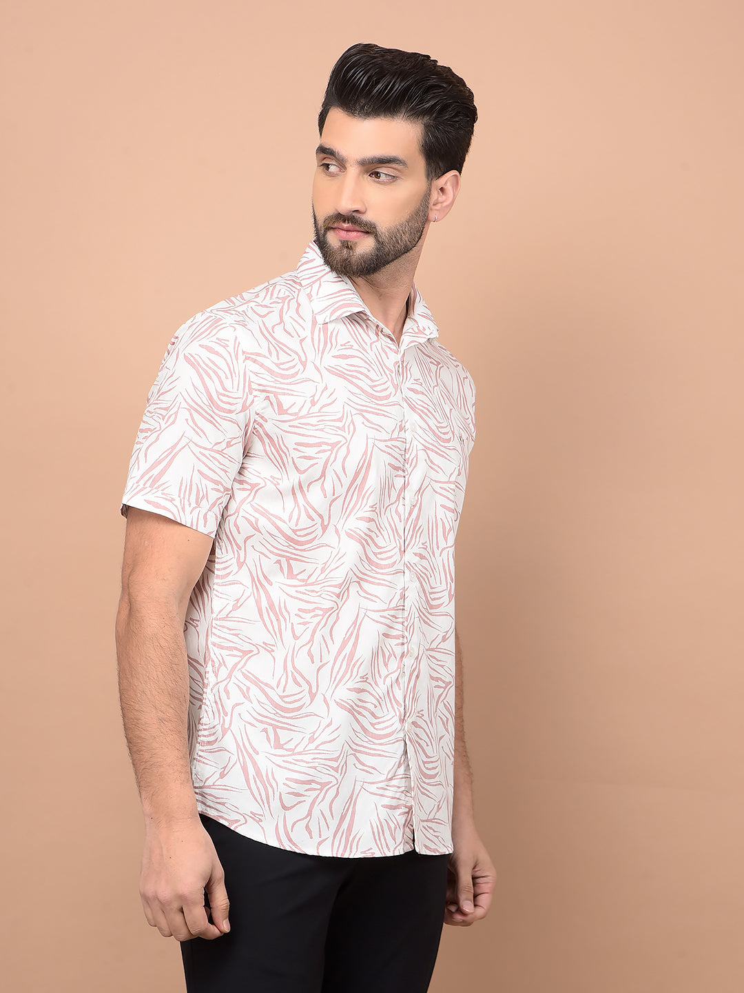 Peach Abstract Print Shirt