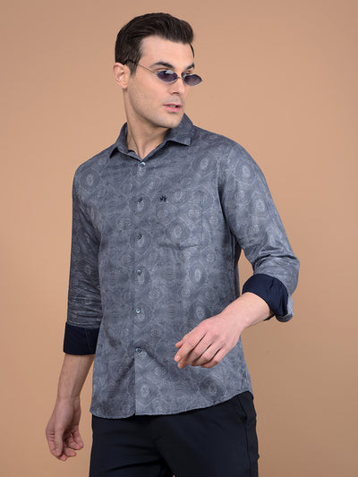 Navy Blue Printed Shirt