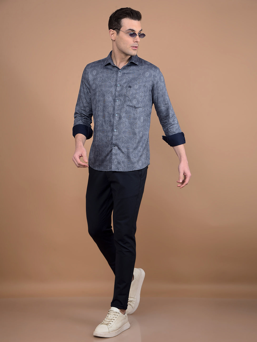 Navy Blue Printed Shirt