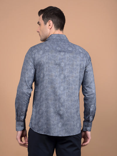 Navy Blue Printed Shirt