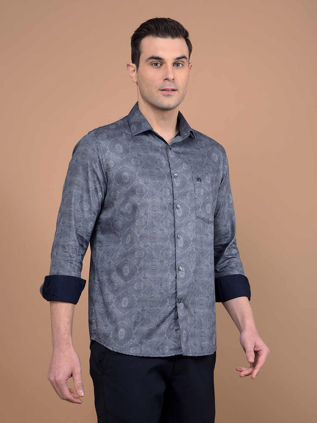 Navy Blue Printed Shirt