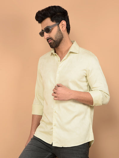 Cream Embroidered 100% Cotton Shirt-Men Shirts-Crimsoune Club