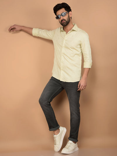 Cream Embroidered 100% Cotton Shirt-Men Shirts-Crimsoune Club