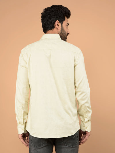 Cream Embroidered 100% Cotton Shirt-Men Shirts-Crimsoune Club