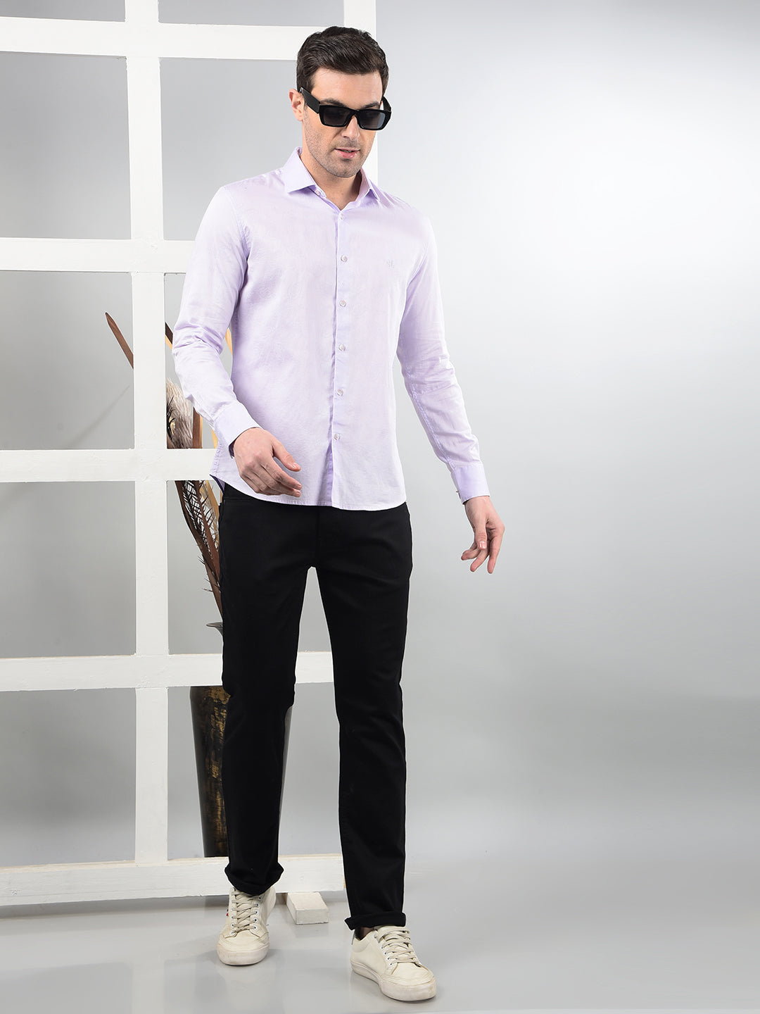 Purple Embroidered 100% Cotton Shirt-Men Shirts-Crimsoune Club