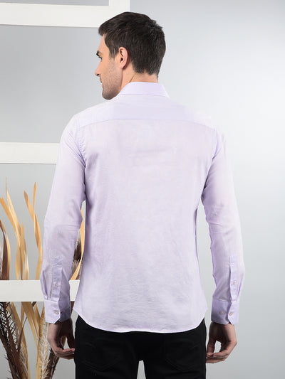 Purple Embroidered 100% Cotton Shirt-Men Shirts-Crimsoune Club